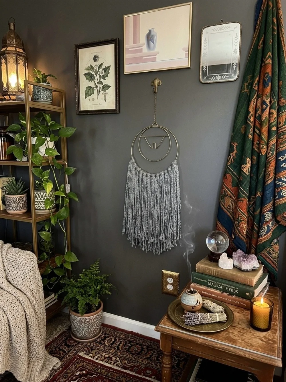 Fluffy Gray Soft Dreamcatcher Gold Celestial Urban Outfitters Wall Decor Boho